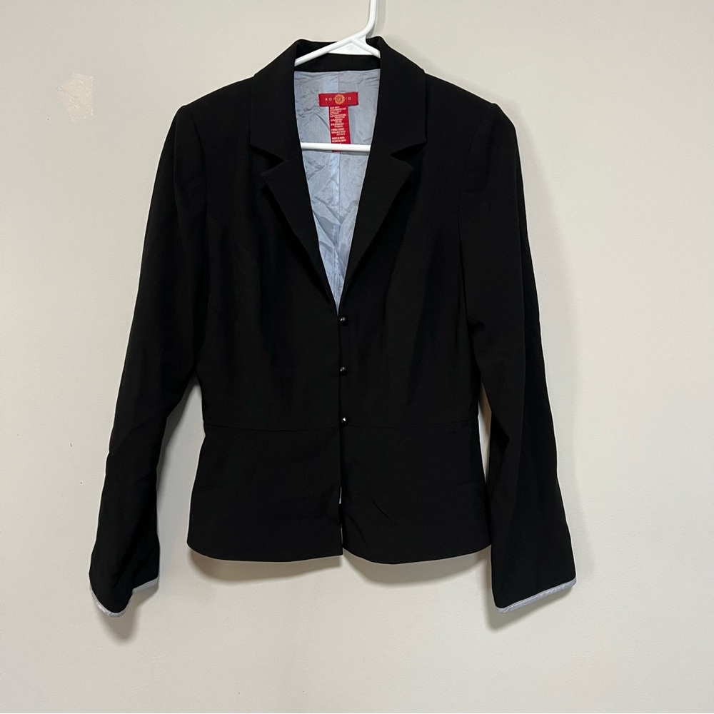 Sangria Women’s Size 6 Solid Black Button Front Blazer Stretch Long Sleeve